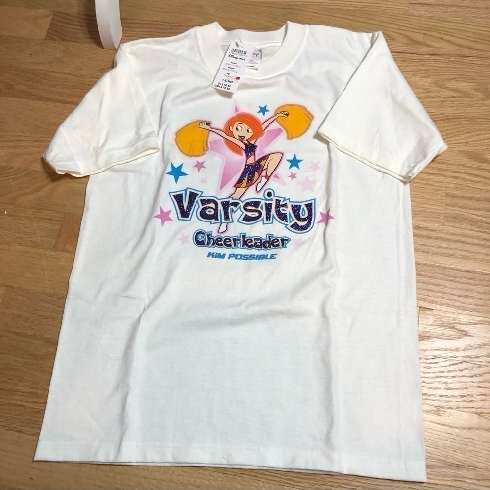 Vintage Kim Possible Cheerleader T-shirt NEW Medium Kids White Disney Y2K